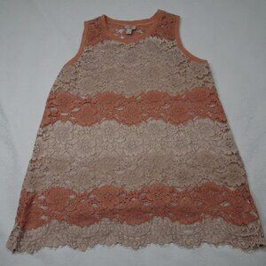 LOGO by Lori Goldstein Size 14 Sleeveless Floral Lace Boho Sleeveless Tunic Top